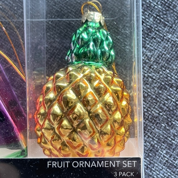 NWT Saks Fifth Avenue 3-Piece Fruit Ornament Set, Cherries Watermelon Pineapple - Picture 6 of 7